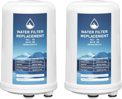FC1 HG-N F8 Water Filter Replacement Cartridge Compatible with Enagic Leveluk K8, SD501 (2011+), JRIV 8-Plate Ionizer Machines Alkaline Water System, Pack of 2