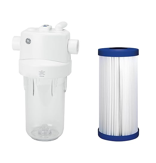 GE Whole House Water Filtration System & Filters | Reduces Sediment, Rust & More | Install Kit & Accessories Included | GXWH40L, FXHSC