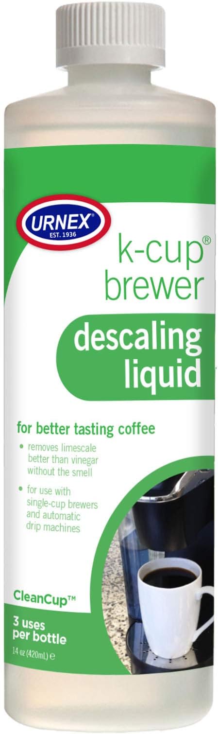 Urnex K-Cup Descaler (3 Uses Per Bottle) - 14 Ounce - CleanCup Descaling Solution Use with Keurig K Cup and Drip Coffee Machine