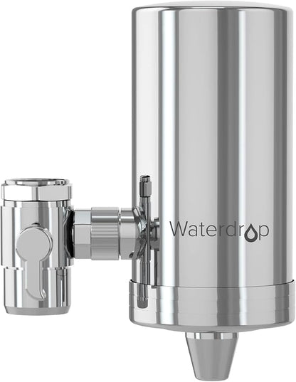 Waterdrop FC-06 Water Filter for Sink Faucet, 360° Rotating Stainless Steel | Reduce Chlorine, NSF Certified Faucet Water Filter for Kitchen Sink, Tap Water Filter, 320 Gallons 3 Months
