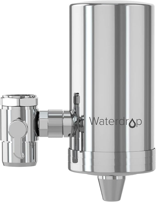 Waterdrop FC-06 Water Filter for Sink Faucet, 360° Rotating Stainless Steel | Reduce Chlorine, NSF Certified Faucet Water Filter for Kitchen Sink, Tap Water Filter, 320 Gallons 3 Months