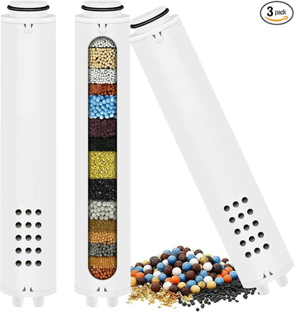 Replacement Shower Filter Cartridge Compatible with Vatex Shower Head Handheld, High-Efficiency Filtration for Hard Water, Healthier Skin & Hair (3 Pack)