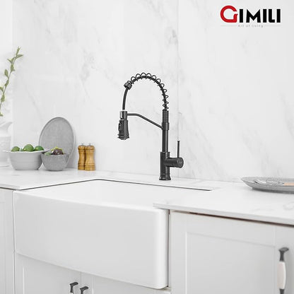GIMILI Matte Black Touchless Kitchen Sink Faucet with Pull Down Sprayer, Motion Sensor Smart Activated Hands-Free Single Handle Kitchen Faucet