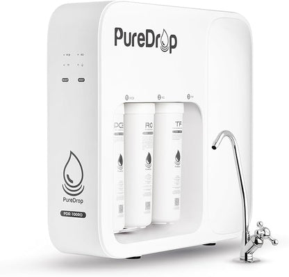 PureDrop PDR-100RO 3-Stage Under Sink Reverse Osmosis Drinking Water Filtration System, 100 GPD Fast Flow Built-in Tank RO Water Filter System, Reduce PFAS