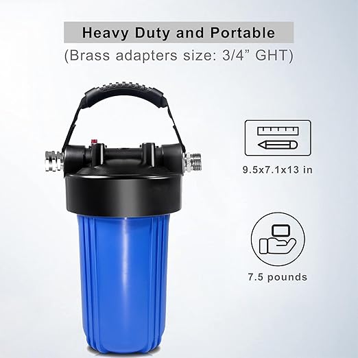 RV Water Filter System, Anti-Clog Inline Water Filter for 25K Gallons with One-Piece 5-Stage Filtration, Removes Sediments, Chlorine, VOCs, Heavy Metals, Bad Taste, Odor, and More