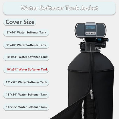 10x54 Inch Water Softener Tank Jacket - Insulated 3.5mm Neoprene Slip Sleeve to Prevent Sweating, Heavy-Duty Outdoor Water Softener Cover,Black