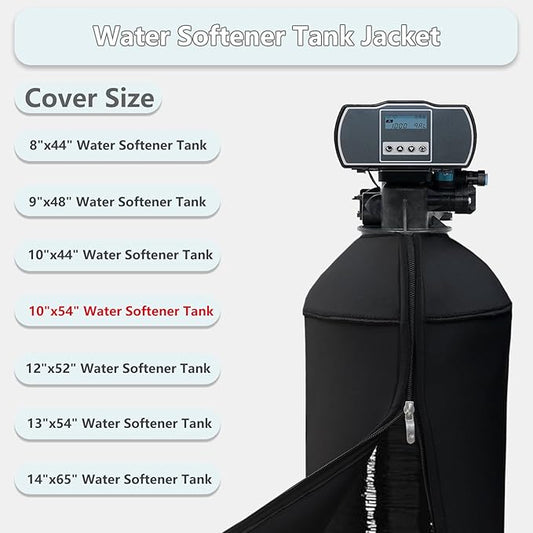 10x54 Inch Water Softener Tank Jacket - Insulated 3.5mm Neoprene Slip Sleeve to Prevent Sweating, Heavy-Duty Outdoor Water Softener Cover,Black