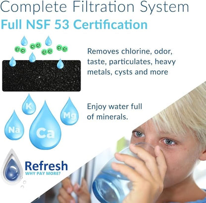 Refresh R-9006 Refrigerator Water Filter Replacement for UFK8001, WF295, WSM-2 - Clean Great Tasting Drinking Water and Ice Maker Filtration with Fresh Flow for Your Home Fridge, Easy Filter Cartridge