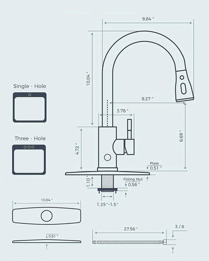 FORIOUS Touchless Kitchen Faucet with Pull Down Sprayer, Black Hands-Free Smart Motion Sensor Sink Faucet Single Handle Contemporary, Suitable for Farmhouse Laundry Camper RV Bar