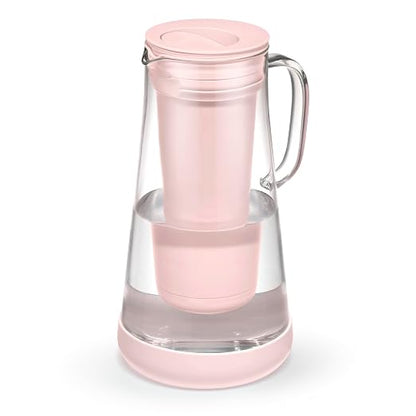 LifeStraw Home — Water Filter Pitcher, 7-Cup, Pink Bubble, Glass with Silicone Base, BPA Free Designed for Everyday Protection Against Bacteria, Parasites, Microplastics, Lead, Mercury