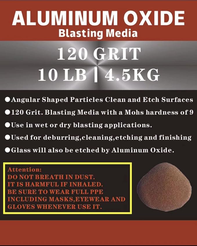 Aluminum Oxide - 10 LBS - Medium to Fine Sand Blasting Abrasive Media for Blasting Cabinet or Blasting Guns. #120 GRIT