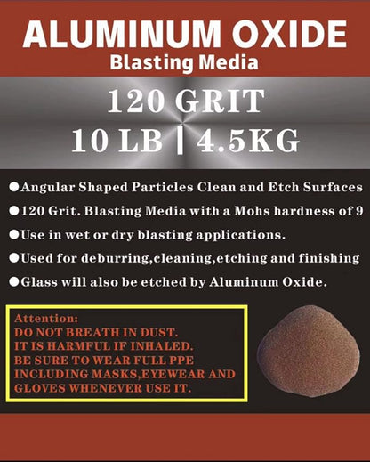 Aluminum Oxide - 10 LBS - Medium to Fine Sand Blasting Abrasive Media for Blasting Cabinet or Blasting Guns. #120 GRIT