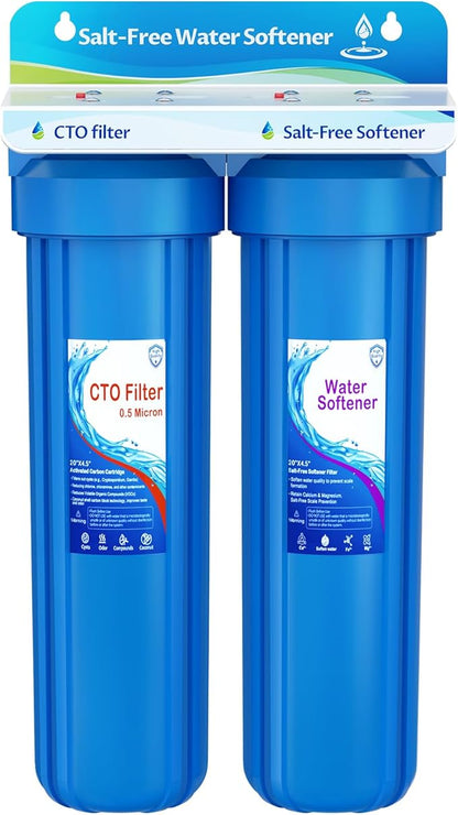 Whole House Salt Free Water Softener, Prevent Water Scale, Salt-Free Water Filter System, Salt-Free Water Softener Alternative, Without Salt and No Waste Water, Protect Appliances, 1" FNPT