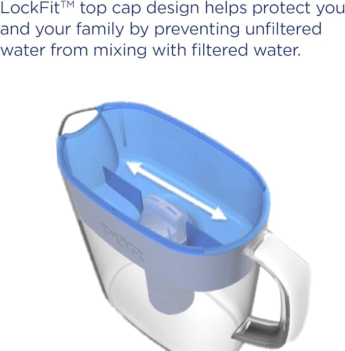 PUR PLUS 7-Cup Water Filter Pitcher with 1 Lead-Reducing PUR Plus Filter, Dishwasher Safe, Powerful Filtration, Filter Change Indicator Light, Smoke, PPT711B