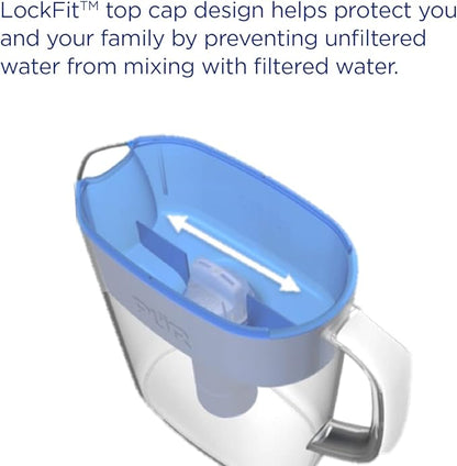 PUR 7-Cup Water Filter Pitcher, Cleaner, Great-Tasting Water, Dishwasher Safe, Powerful, Faster Filtration, LockFit Cap Design - White (Pack of 2)