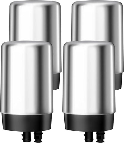 AQUA CREST 7027S Faucet Water Filter, Replacement for Brita® Filter, Brita® 36311 On Tap Water Filtration System, FR-200, FF-100, 100 Gallons, Chrome, 4 Pack