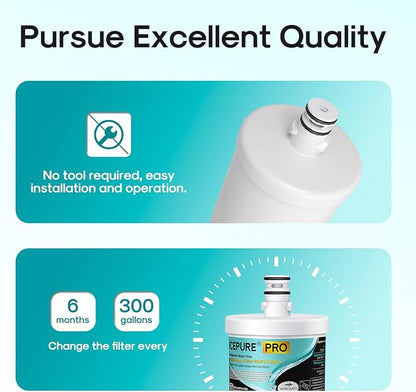 ICEPURE PRO 5231JA2002A NSF401&473&53&42 Certified Refrigerator Water Filter Replacement for LG LT500P, GEN11042FR-08, ADQ72910911, ADQ72910901, ADQ72910907, Kenmore 9890, 469890, LFX25974ST, 1PACK