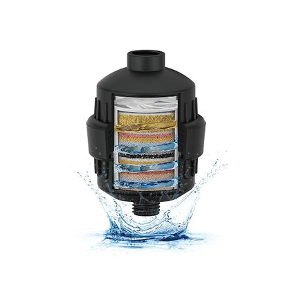 High Output Revitalizing Shower Filter with KDF55,Hard Water Softener Removes 99% Chlorine, Fluoride, Lead & Chemicals. Reduces Eczema,Dandruff,Scale Buildup, Revitalizes Skin, Hair&Nails, Matte Black
