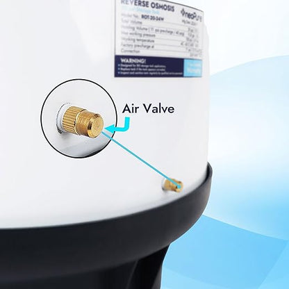 Neo-Pure Reverse Osmosis Storage Tank – 4.5 Gallon Nominal Capacity (Approx. 3.0 Gallon Usable), Durable Steel RO Tank for Under-Sink Filtration Systems, Includes Shut-Off Valve