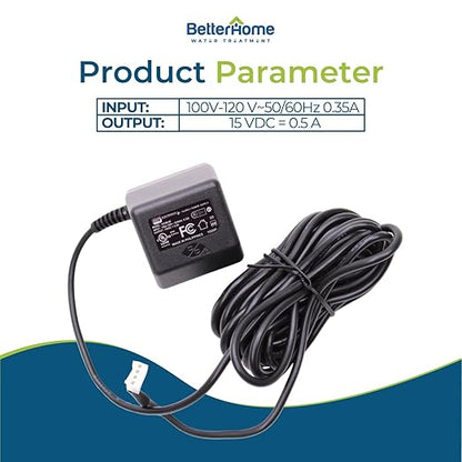 Clack Genuine OEM V3186-06 Water Softener Power Supply – 120V AC to 15V DC 500mA Adapter | Original Equipment Clack Power Cord Plug-in Transformer with Overload & Overheat Protection | 60-Inch Cord