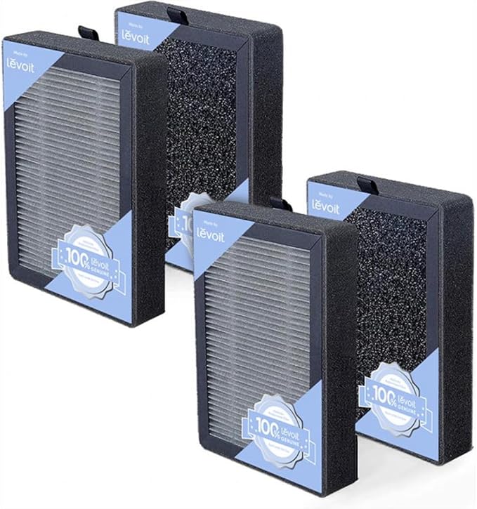 Levoit LV-H128 Air Purifier Genuine Replacement Filter, 2 Pack | AHAM VERIFIDE, Capture Dust, Smoke, Pollen, Activated Carbon, 3-Stage Filtration System, 2-Piece Set, LV-H128-RF