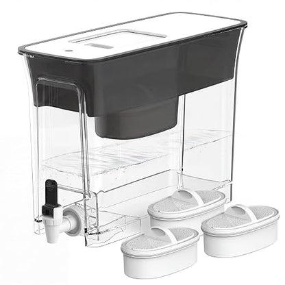 Waterdrop WFD-40L Water Filter Dispenser with 3 Filters, 35-Cup, Black | 200-Gallon Long-Life Water Filter Pitcher, Large Capacity, Reduces Chlorine, PFOA/PFOS and More, BPA Free