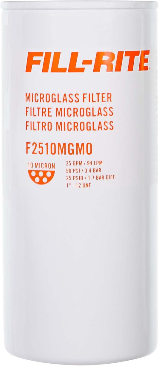 Fill-Rite F2510MGM0 1"-12 UNF 10 Micron Microglass Fuel Filter, Up to 25 GPM, Spin-On Particulate Filter for Fuel Transfer Systems, Removes Dirt, Rust & Contaminants