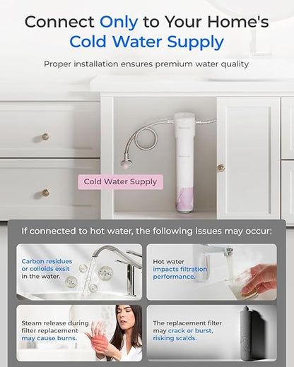 Waterdrop BFU1 Bathroom Sink Filter for Skincare, Strontium-enriched, Water Softner, Reduce 99.9% of Harmful Substance in Bathroom Sink Faucet, Reduces Skin Redness and Irritation