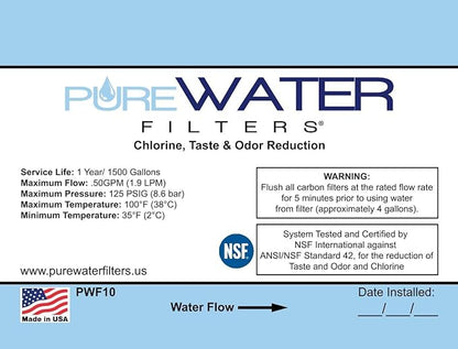 Inline Water Filter For Refrigerators, Ice Makers, Coffee Makers, Water Fountains, Water Coolers, Sink Faucets, RV, Campers, and Boats - with 1/4" Quick-Connect Fittings
