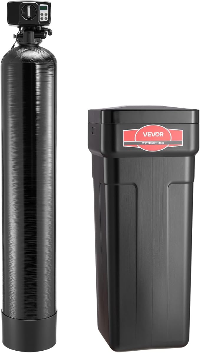 VEVOR Water Softener, 64,000 Grains Whole House Water Softener System, with Automatic Digital Control Head, Bypass Valve, Reduce Hardness and Minerals, Improve Water Quality, for 5-6 Bathrooms