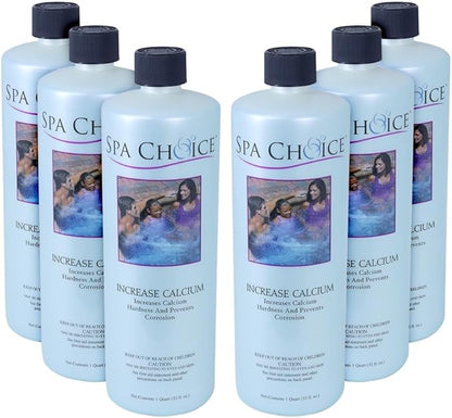 SpaChoice 1-Quart 6-Pack Premium Increase Calcium, Liquid Calcium Hardness Increaser Hot Tub, Made in USA