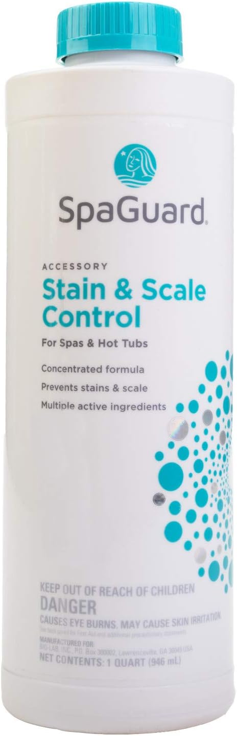 SpaGuard Stain & Scale Control for Spas & Hot Tubs, 1 Quart, Single, Concentrated Formula, Prevents Scale Formation, Removes Scale Build-up