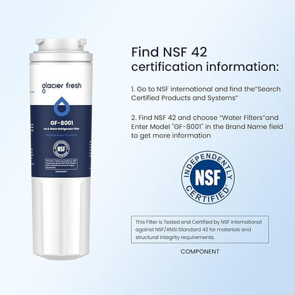 GLACIER FRESH UKF8001 Compatible with Whirlpool Refrigerator Water Filter 4, EDR4RXD1, EveryDrop Filter 4, 4396395, Maytag UKF8001, UKF8001AXX, WHR4RXD1, KAD4RXD1, 46-9006, Puriclean II, Pack of 4