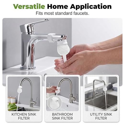 Faucet Filter Cotton Bags (20pcs) | Universal Tap Compatible Filter Bags, Splash-Proof Water Filtration Design, Tool-Free One-Step Installation