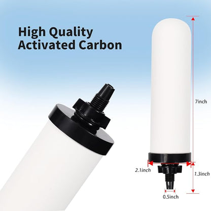 2 Pack 7'' ceramic water filter Candle with Activated Carbon
