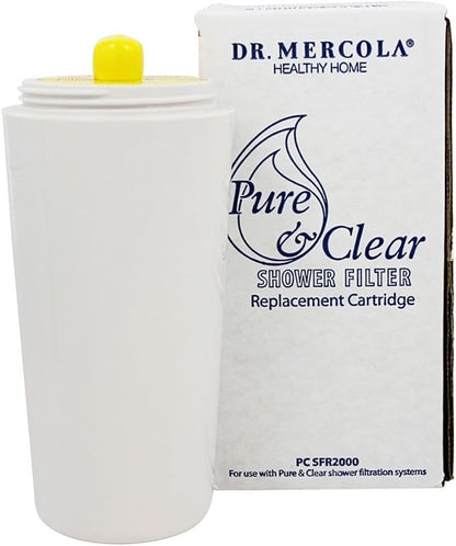 Dr. Mercola Shower Filter Replacement Cartridge SFR2000 - Multi-Stage Water Filtration System - Natural Copper & Zinc Minerals - Maintains Water Pressure - 1 Cartridge
