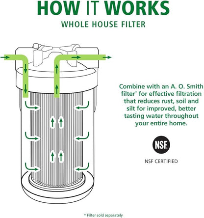 A. O. Smith Single-Stage Whole House Water Filter with Filter Replacement Timer for Sediment Reduction - Large Capacity - DIY Installation - Easy Filter Replacements