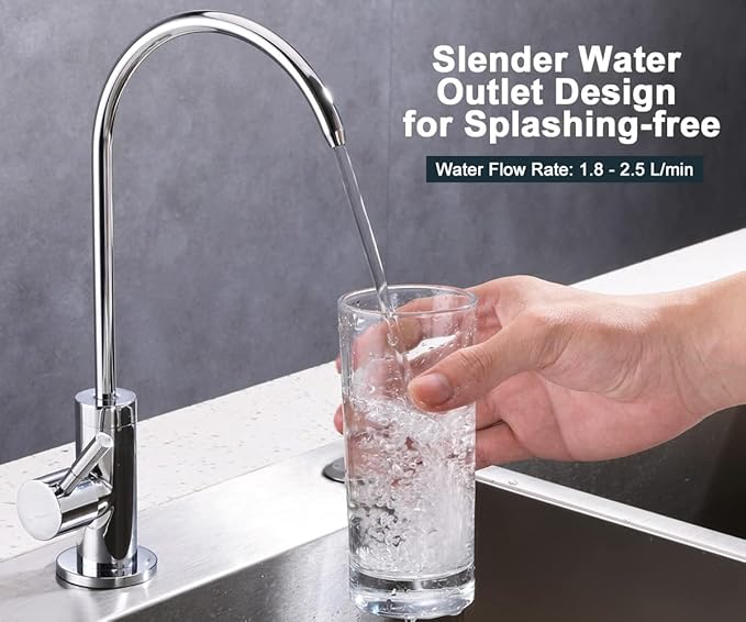 ESOW Kitchen Water Filter Faucet, 100% Lead-Free Drinking Water Faucet Fits Most Reverse Osmosis Units or Water Filtration System in Non-Air Gap, Stainless Steel 304 Body Polished Chrome Finish