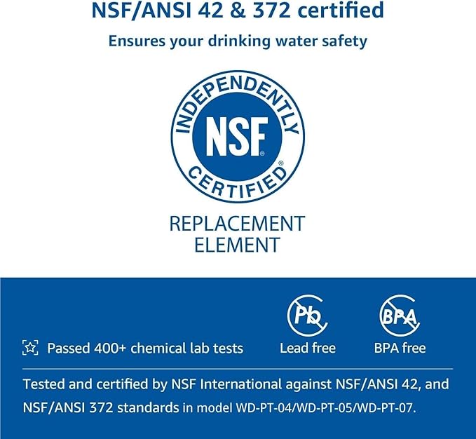 [Original] Waterdrop PF-01A Water Filter Replacement for Waterdrop Pitcher Filtration System, NSF Certified, Reduces Lead, PFAS, PFOA/PFOS, Chlorine, Last Up to 3 Months or 200 Gallons, 1 Pack