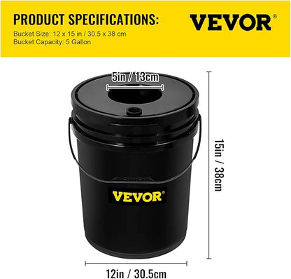 VEVOR DWC Hydroponic System, 5 Gallon 4 Buckets, Deep Water Culture Growing Bucket, Hydroponics Grow Kit with Pump, Air Stone and Water Level Device, for Indoor/Outdoor Leafy Vegetables