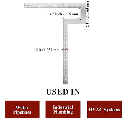 Stainless Steel Flange Square Pipefitter Tools (15.8 x 15.8 Inches) | Angle Flange to Measure Squareness Water Pipelines Distribution System Measuring Tool (400 x 400 mm)