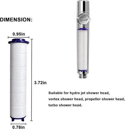 High Pressure Handheld Turbo Fan Shower Head PP-Cotton Filter Cartridge,3.7in Detachable Propeller Hydro Jet Shower Head Filter,set of 12
