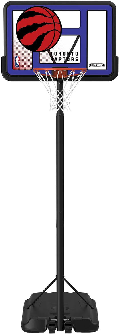 Lifetime NBA Toronto Raptors Portable Basketball Hoop, Adjustable Height 7.5-10 Ft, 44 Inch Shatterproof Fusion Backboard, Base with Wheels