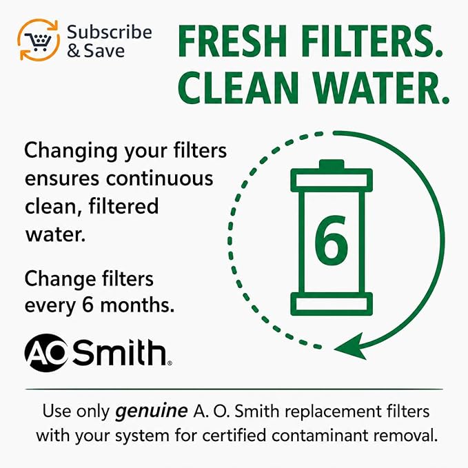 AO Smith 2.5"x10" 40 Micron Sediment Water Filter Replacement Cartridge - 2 Pack - NSF/ANSI 42 Certified - For Whole House Filtration Systems - AO-WH-PRE-RPP2