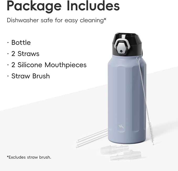 Konokyo FLOWPLAY 26oz Locking Push-Button Water Bottle with Silicone Spout,Leak-Proof,18/8 Stainless Steel Double-Wall Vacuum Insulated for Sports and Travel,BPA-Free,Light Purple
