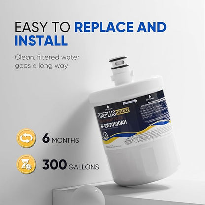 PUREPLUS NSF/ANSI 401, 53, 42 & NSF P473 Certified Replacement for LG LT500P, ADQ72910901, GEN11042FR-08, Kenmore 9890, 469890, HDX FML-1, ADQ72910907 Refrigerator Water Filter, 1Pack