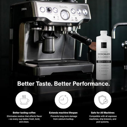 CREMA Coffee Products – Coffee Machine Descaler & Cleaner – Compatible with All Machines – 16 fl oz (4 Uses)