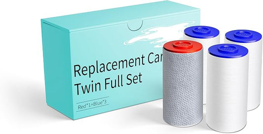 Shower Filter Compatible with Weddell Duo System, 1 Red 3 Blue, 4 Pack | Multistage filter reduces chlorine & hardness. Compatible with Weddell Duo shower systems. Easy replacement cartridges.