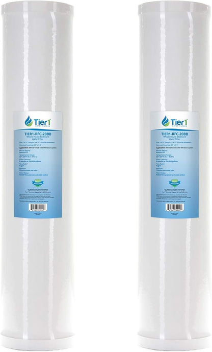 Tier1 25 Micron 20 x 4.5 Water Filter | Whole House Radial Flow Carbon Cartridge | Granular Activated Pre-Filter | Replacement for Pentek RFC-20BB, SDP-4520, RFC20-BB | 4.5 x 20 Water Filter (2pk)