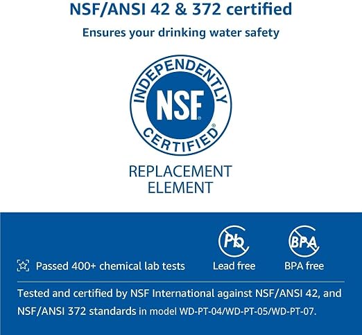 [Original] Waterdrop PF-01A Water Filter for Waterdrop Pitcher & Dispenser | NSF Certified, Reduces Lead, PFAS, PFOA/PFOS, Chlorine, Each Filter Lasts Up to 3 Months or 200 Gallons, 4 Pack